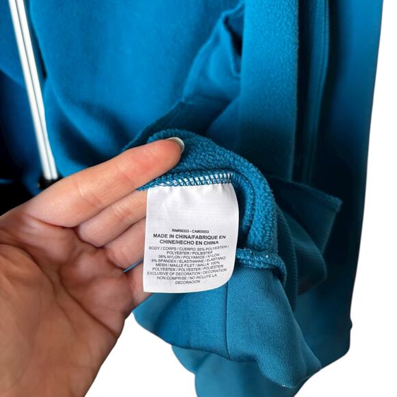 Nike Hoodie Men's Medium Teal Zip Up Logo Fleece Long Sleeve Athletic Sweater - Picture 8 of 9
